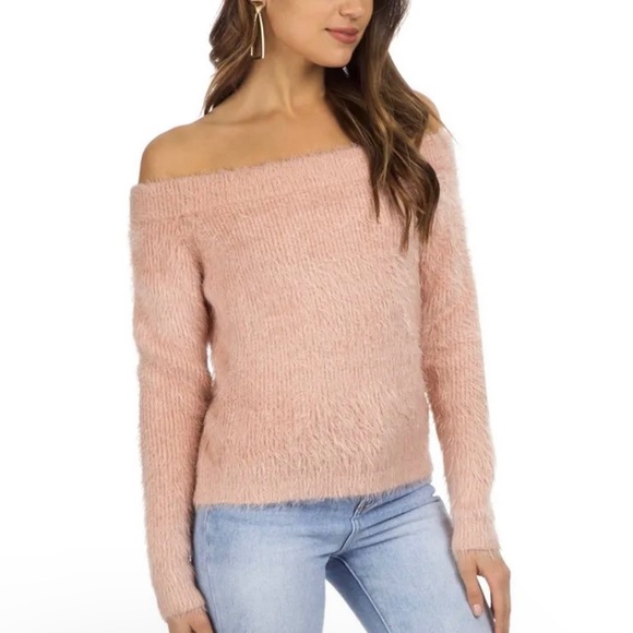 MINKPINK Australia Florentine Fuzzy Off The Shoulder Sweater - Picture 3 of 9